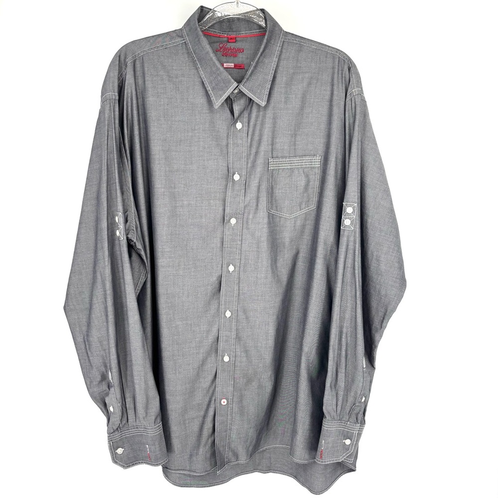 Luchiano Visconti Long Sleeve Button Down Shirt Size 2XLT Gray Dressy Event‎
